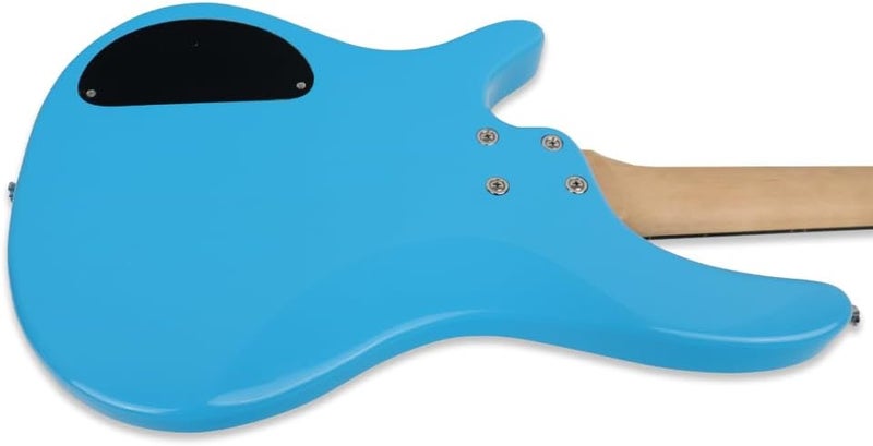 demusea electric bass guitar full size standard 4strings glossy blue 34inch scale length 24frets maple neck phoenix body fixed bridge 2V 2T control for beginner starter practice party show (BL-YIB30) - Image 5
